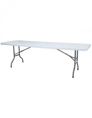 Table rectangulaire pliante polyéthylène 245x76 cm - Blanc cassé