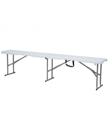 Banc polyéthylène pliage central 183cm - blanc cassé