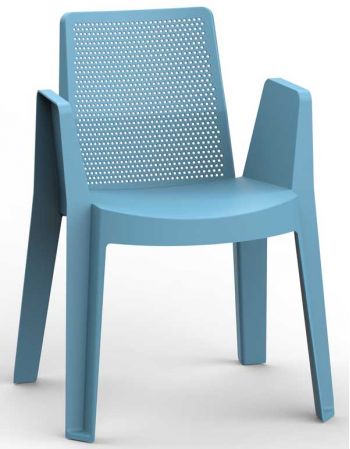 Fauteuil empilable confort + bleu azur