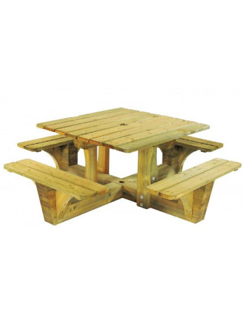 Table pique nique en bois 4 bancs